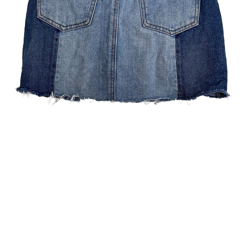 Evidnt Tammy Denim Two Toned Raw Hem Mini Skirt Blue Size 26 - Picture 13 of 14